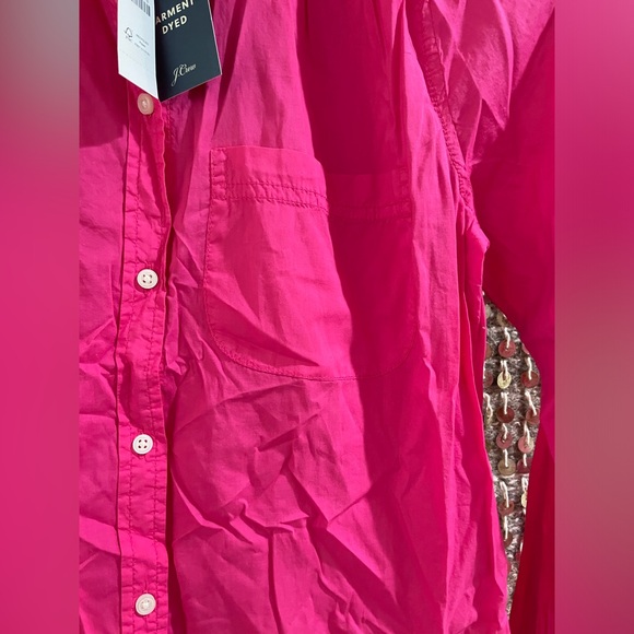 🩷 NWT J Crew bright hot pink long sleeve button down cotton shirt sz 2 - Picture 8 of 12